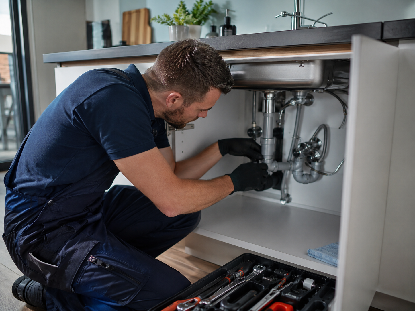 Loodgieter ontstopt verstopte afvoer in woning