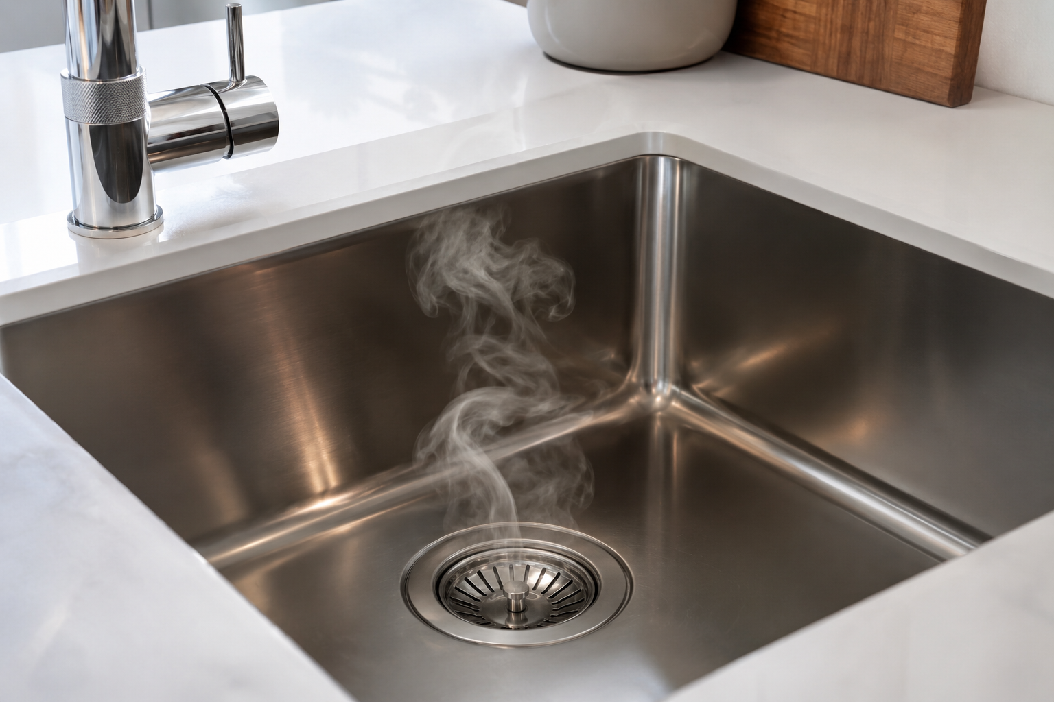 Stinkende afvoer in een moderne Nederlandse keuken