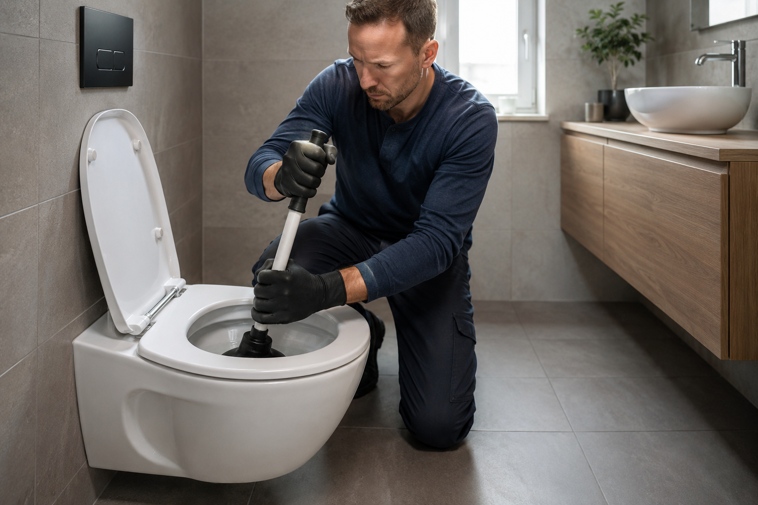 Modern toilet dat niet goed doorspoelt