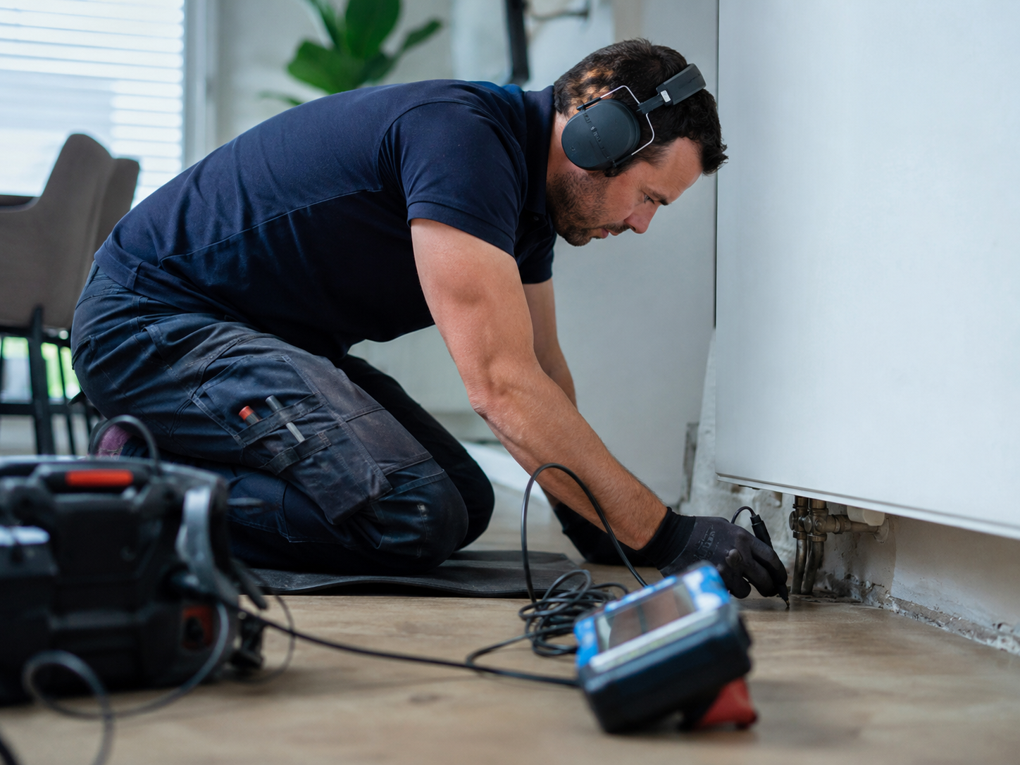 Loodgieter repareert lekkende waterleiding in woning